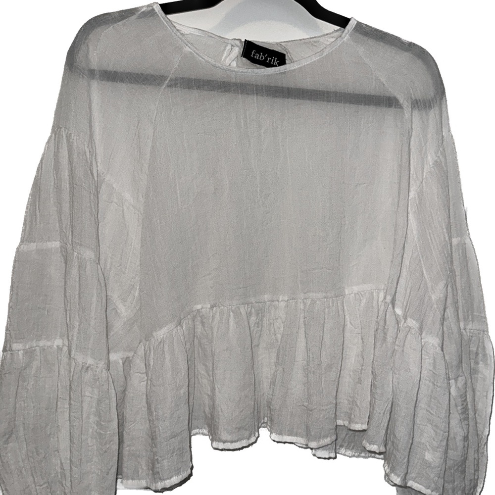 White Lightweight Balloon Sleeve Tie on sleeves and open back ties